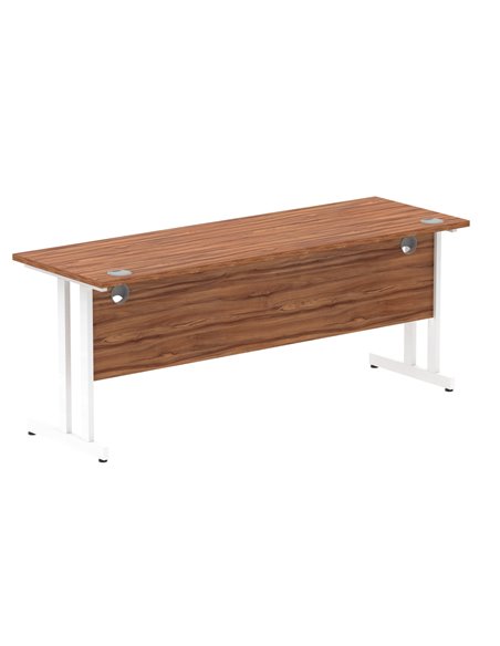 Dynamic Impulse 1800 x 600mm Straight Office Desk Walnut Top White Cantilever Leg MI001918 - pic 76605 | FastDaddyshop