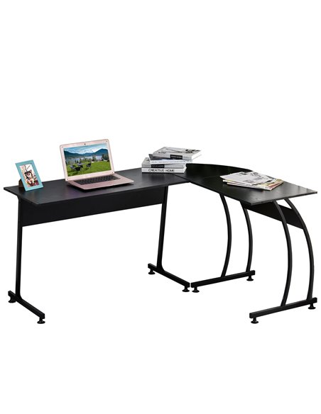 HOMCOM L Shape Computer Desk Corner Display Table Laptop Study Desk Minimalist Space Saving Wood Steel Gaming PC Workstation for - pic 7661 | FastDaddyshop
