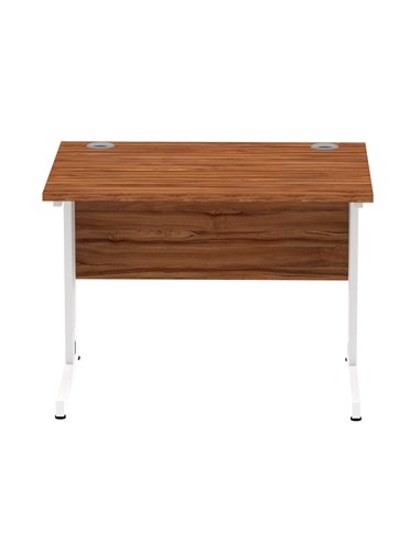 Dynamic Impulse 1000 x 800mm Straight Office Desk Walnut Top White Cable Managed Leg MI001994
