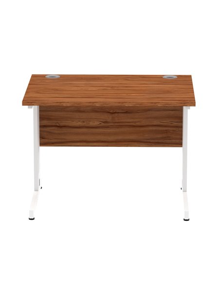 Dynamic Impulse 1000 x 800mm Straight Office Desk Walnut Top White Cable Managed Leg MI001994 - pic 76614 | FastDaddyshop