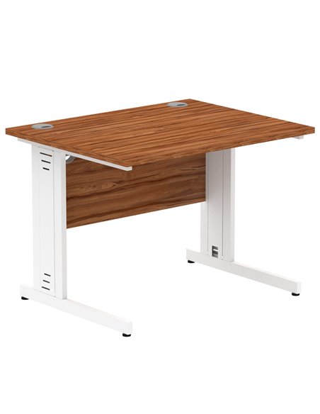 Dynamic Impulse 1000 x 800mm Straight Office Desk Walnut Top White Cable Managed Leg MI001994 - pic 76615 | FastDaddyshop