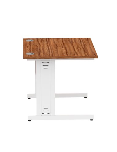 Dynamic Impulse 1000 x 800mm Straight Office Desk Walnut Top White Cable Managed Leg MI001994