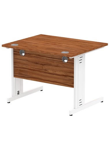 Dynamic Impulse 1000 x 800mm Straight Office Desk Walnut Top White Cable Managed Leg MI001994