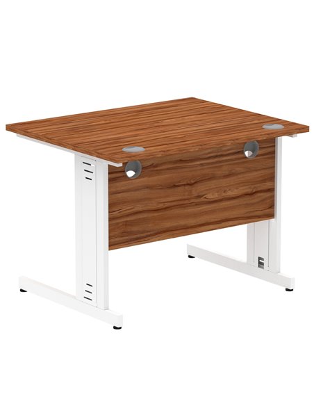 Dynamic Impulse 1000 x 800mm Straight Office Desk Walnut Top White Cable Managed Leg MI001994 - pic 76619 | FastDaddyshop