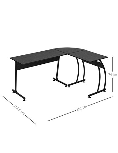 HOMCOM L Shape Computer Desk Corner Display Table Laptop Study Desk Minimalist Space Saving Wood Steel Gaming PC Workstation for