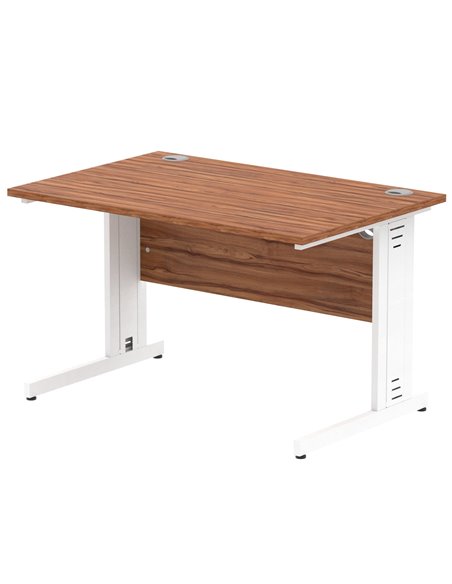 Dynamic Impulse 1200 x 800mm Straight Office Desk Walnut Top White Cable Managed Leg MI001995 - pic 76621 | FastDaddyshop