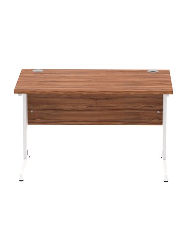 Dynamic Impulse 1200 x 800mm Straight Office Desk Walnut Top White Cable Managed Leg MI001995