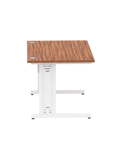 Dynamic Impulse 1200 x 800mm Straight Office Desk Walnut Top White Cable Managed Leg MI001995
