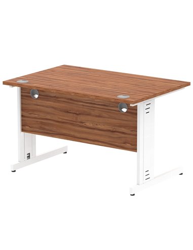 Dynamic Impulse 1200 x 800mm Straight Office Desk Walnut Top White Cable Managed Leg MI001995