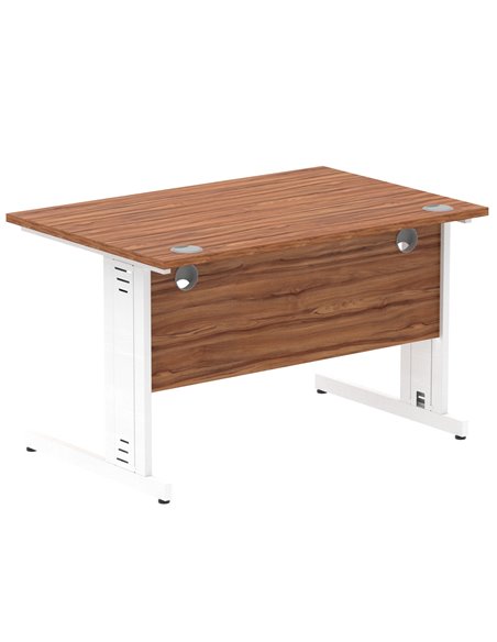 Dynamic Impulse 1200 x 800mm Straight Office Desk Walnut Top White Cable Managed Leg MI001995 - pic 76627 | FastDaddyshop