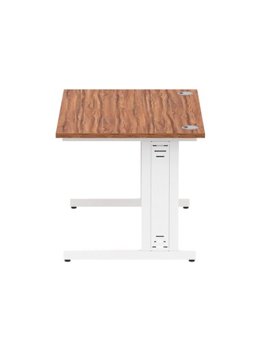 Dynamic Impulse 1200 x 800mm Straight Office Desk Walnut Top White Cable Managed Leg MI001995