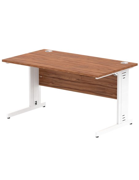Dynamic Impulse 1400 x 800mm Straight Office Desk Walnut Top White Cable Managed Leg MI001996 - pic 76629 | FastDaddyshop