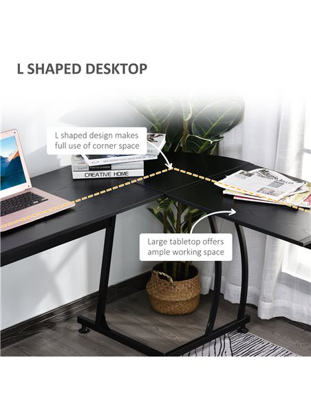 HOMCOM L Shape Computer Desk Corner Display Table Laptop Study Desk Minimalist Space Saving Wood Steel Gaming PC Workstation for - pic 7663 | FastDaddyshop