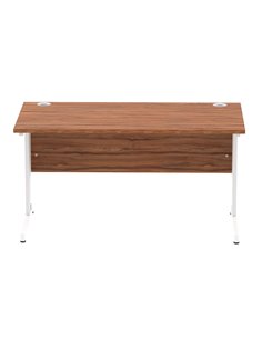 Dynamic Impulse 1400 x 800mm Straight Office Desk Walnut Top White Cable Managed Leg MI001996 2