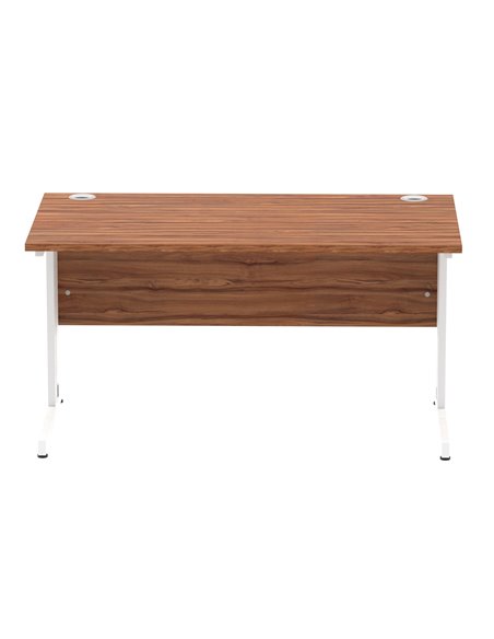 Dynamic Impulse 1400 x 800mm Straight Office Desk Walnut Top White Cable Managed Leg MI001996 - pic 76630 | FastDaddyshop