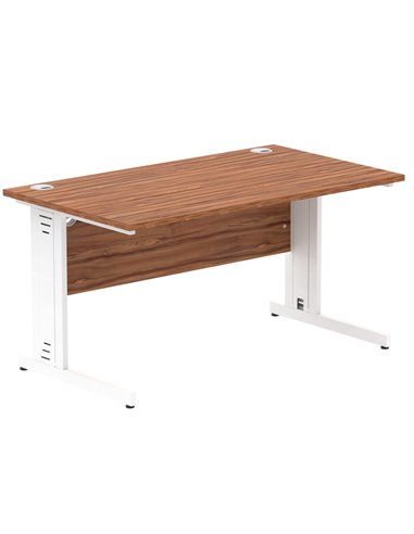 Dynamic Impulse 1400 x 800mm Straight Office Desk Walnut Top White Cable Managed Leg MI001996
