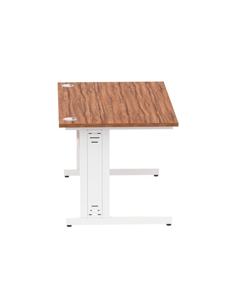 Dynamic Impulse 1400 x 800mm Straight Office Desk Walnut Top White Cable Managed Leg MI001996 - pic 76632 | FastDaddyshop