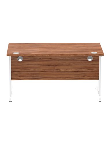 Dynamic Impulse 1400 x 800mm Straight Office Desk Walnut Top White Cable Managed Leg MI001996
