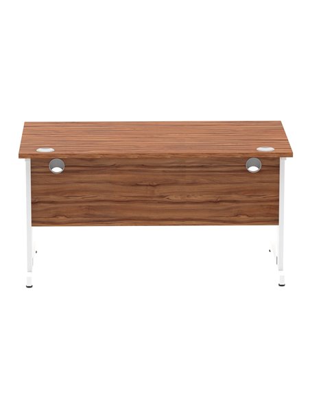 Dynamic Impulse 1400 x 800mm Straight Office Desk Walnut Top White Cable Managed Leg MI001996 - pic 76634 | FastDaddyshop