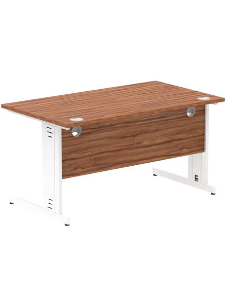 Dynamic Impulse 1400 x 800mm Straight Office Desk Walnut Top White Cable Managed Leg MI001996 - pic 76635 | FastDaddyshop