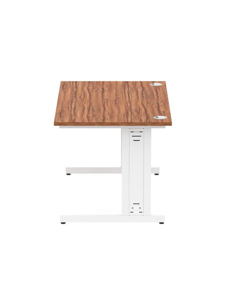 Dynamic Impulse 1400 x 800mm Straight Office Desk Walnut Top White Cable Managed Leg MI001996 - pic 76636 | FastDaddyshop
