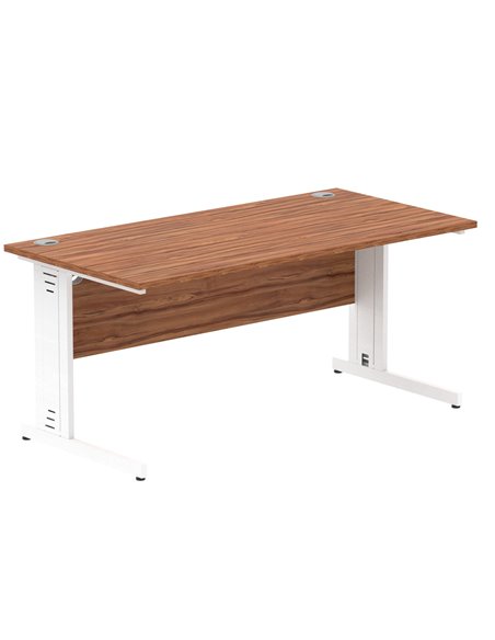 Dynamic Impulse 1600 x 800mm Straight Office Desk Walnut Top White Cable Managed Leg MI001997 - pic 76639 | FastDaddyshop