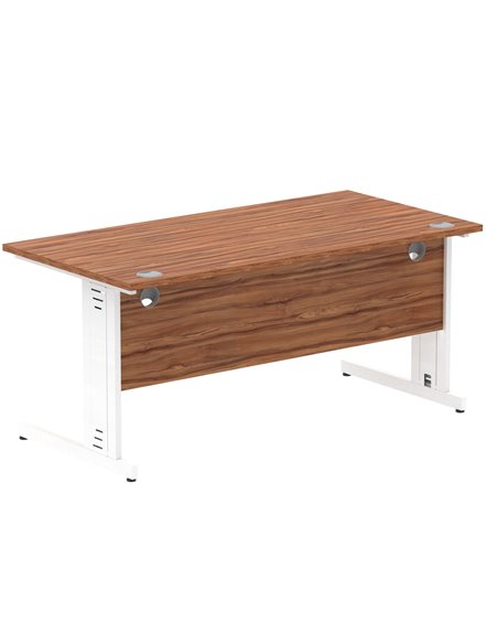 Dynamic Impulse 1600 x 800mm Straight Office Desk Walnut Top White Cable Managed Leg MI001997 - pic 76643 | FastDaddyshop