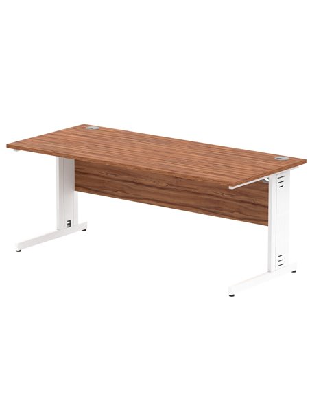Dynamic Impulse 1800 x 800mm Straight Office Desk Walnut Top White Cable Managed Leg MI001998 - pic 76645 | FastDaddyshop