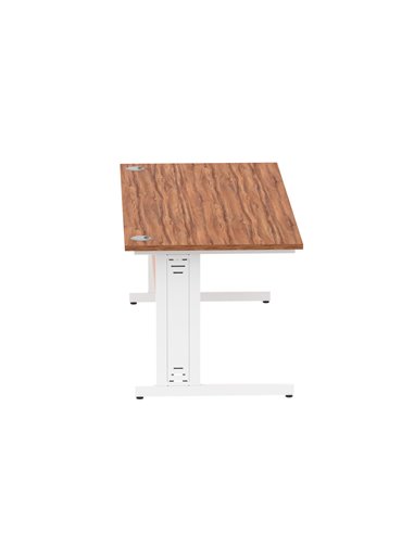 Dynamic Impulse 1800 x 800mm Straight Office Desk Walnut Top White Cable Managed Leg MI001998
