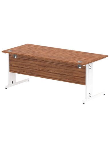Dynamic Impulse 1800 x 800mm Straight Office Desk Walnut Top White Cable Managed Leg MI001998