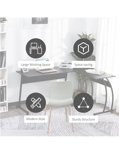 HOMCOM L Shape Computer Desk Corner Display Table Laptop Study Desk Minimalist Space Saving Wood Steel Gaming PC Workstation for