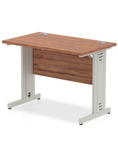 Dynamic Impulse 1000 x 600mm Straight Office Desk Walnut Top Silver Cable Managed Leg MI001999