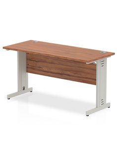 Dynamic Impulse 1400 x 600mm Straight Office Desk Walnut Top Silver Cable Managed Leg MI002001