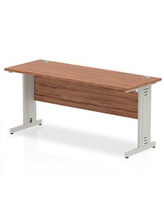 Dynamic Impulse 1600 x 600mm Straight Office Desk Walnut Top Silver Cable Managed Leg MI002002