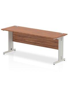 Dynamic Impulse 1800 x 600mm Straight Office Desk Walnut Top Silver Cable Managed Leg MI002003