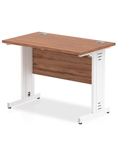 Dynamic Impulse 1000 x 600mm Straight Office Desk Walnut Top White Cable Managed Leg MI002004