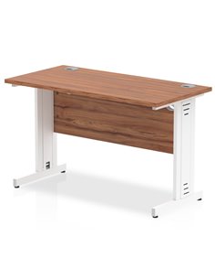 Dynamic Impulse 1200 x 600mm Straight Office Desk Walnut Top White Cable Managed Leg MI002005