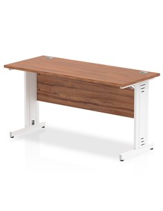 Dynamic Impulse 1400 x 600mm Straight Office Desk Walnut Top White Cable Managed Leg MI002006