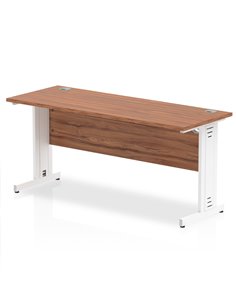 Dynamic Impulse 1600 x 600mm Straight Office Desk Walnut Top White Cable Managed Leg MI002007