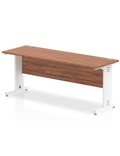 Dynamic Impulse 1800 x 600mm Straight Office Desk Walnut Top White Cable Managed Leg MI002008