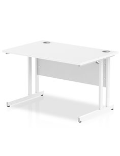 Dynamic Impulse 1200 x 800mm Straight Office Desk White Top White Cantilever Leg MI002191