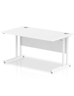 Dynamic Impulse 1400 x 800mm Straight Office Desk White Top White Cantilever Leg MI002192