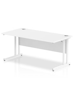 Dynamic Impulse 1600 x 800mm Straight Office Desk White Top White Cantilever Leg MI002193