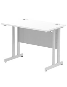 Dynamic Impulse 1000 x 600mm Straight Office Desk White Top Silver Cantilever Leg MI002195