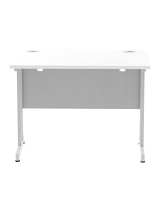 Dynamic Impulse 1000 x 600mm Straight Office Desk White Top Silver Cantilever Leg MI002195 2