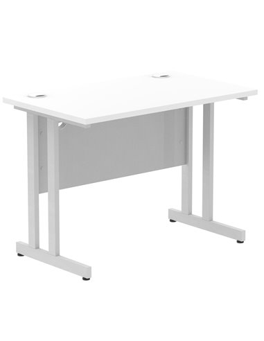 Dynamic Impulse 1000 x 600mm Straight Office Desk White Top Silver Cantilever Leg MI002195