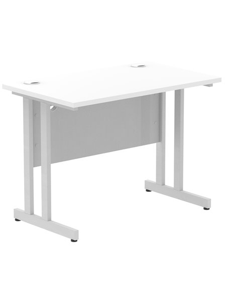 Dynamic Impulse 1000 x 600mm Straight Office Desk White Top Silver Cantilever Leg MI002195 - pic 76670 | FastDaddyshop