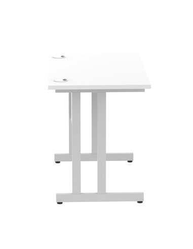 Dynamic Impulse 1000 x 600mm Straight Office Desk White Top Silver Cantilever Leg MI002195