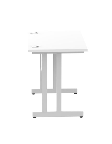 Dynamic Impulse 1000 x 600mm Straight Office Desk White Top Silver Cantilever Leg MI002195 - pic 76671 | FastDaddyshop