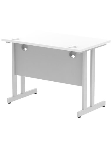 Dynamic Impulse 1000 x 600mm Straight Office Desk White Top Silver Cantilever Leg MI002195